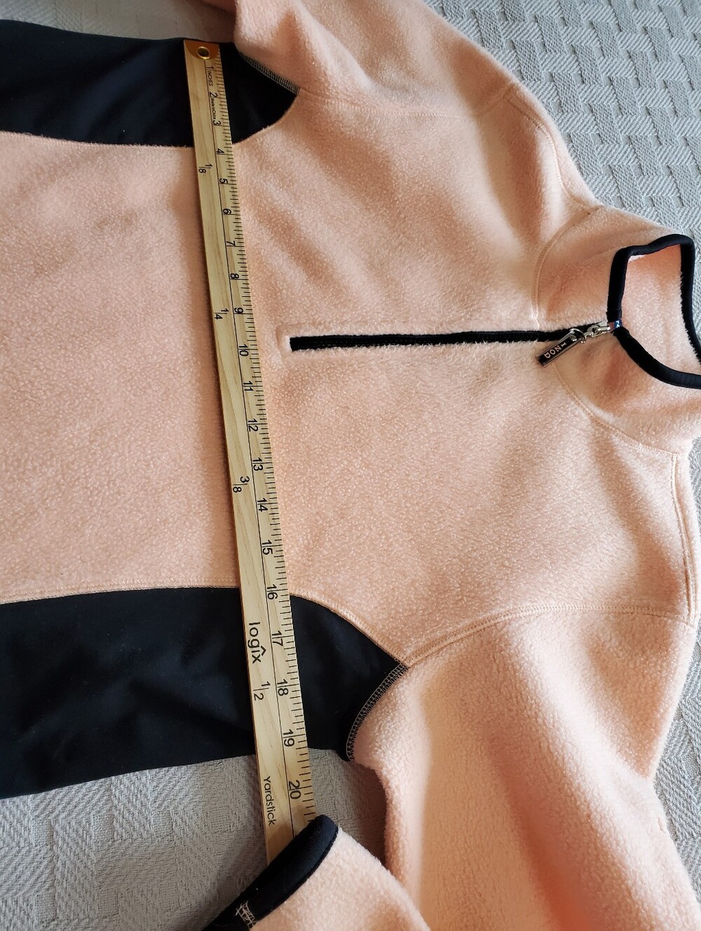 Vintage IZOD Womens 1/4 Zip Fleece Pullover Peach Black Colorblock Jacket - Picture 4 of 10